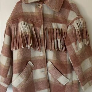 Plaid Fringe Women's Coat